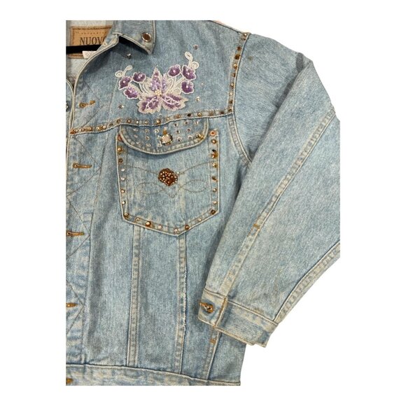 Vintage Bobby Heenan Denim Jacket Womens Small Light Blue Custom Airbrush 92 USA - Picture 8 of 16